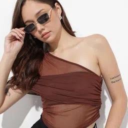 The Roadster Life Co. One Shoulder Ruched Crop Fitted Top-image-50