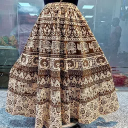 chandrawat Women Animal Print Flared Beige Skirt-picture-27