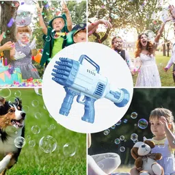 mayank & company Electric Gatling Bubble Gun for Kids with Soap Solution Indoor and Outdoor Toys Toy Bubble Maker image 2