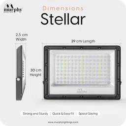 murphy Stellar 200W LED Flood Light | Ultra-Bright 6500K Cool White | IP66 Waterproof | High Lumen Outdoor Security Light for Factory, Sports Ground (Pack of 2) Flood Light Outdoor Lamp image 2