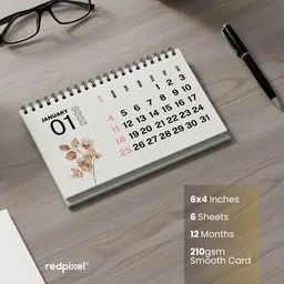 redpixel Soft Bloom – Watercolour loral Art Desk Style05, Mini Size 2026 Table Calendar image 3