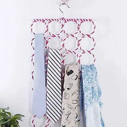 kanha " Multipurpose Foldable 28 Slots Ring Holder Hanger for Scarf, Tie, Towels, Belts, Dupatta, Socks Closet Accessory" Scarf Organizer image 3
