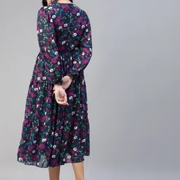 pluss Women Fit and Flare Black Midi/Calf Length Dress image 3