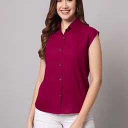 funday fashion Women Regular Fit Solid Spread Collar Casual Shirt-picture-26