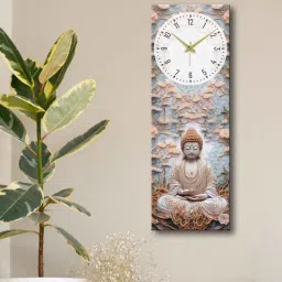 olive tree Multicolour Rectangle 24 Inches Wooden Wall Clock (Buddha)-picture-10
