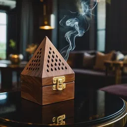 shoppix world Wooden Handmade Pyramid Incense Holder Dhoop Batti Stand for Pooja and Temple Wooden Incense Holder image 2