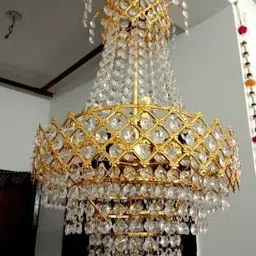 shri mahal antiques FLELTJHUBSZ_1 Chandelier Ceiling Lamp (White, Gold) Chandelier Ceiling Lamp image 3