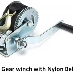 800 lb (362 Kg) Gear Hand Winch Hand Crank Nylon Strap Gear Winch ATV 6 m Towing Cable-image-3