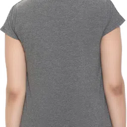 shaun Women Self Design Round Neck Cotton Blend Grey T-Shirt-picture-28