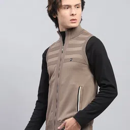 monte carlo Men Self Design High Neck Brown Sweater image 3
