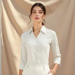 kaarchop Women Regular Fit Solid Spread Collar Formal Shirt-picture-12