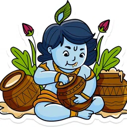 bookyourgift Sacred Krishna Eating Butter Wooden Fridge Magnet Fridge Magnet Pack of 1-picture-26
