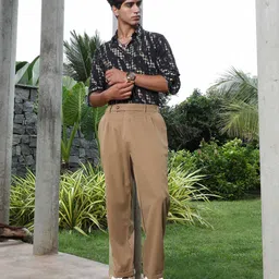 campus sutra Men Relaxed Brown Corduroy Trousers image 4