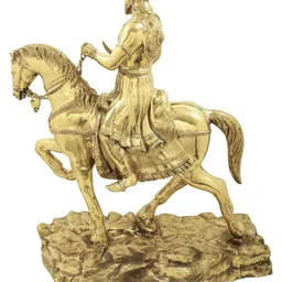 Exotic India Gold-Toned Chhatrapati Shivaji Maharaj Idol Brass Showpiece image 3