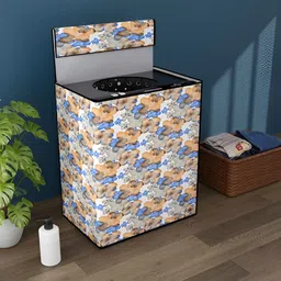 Myntra Elegant Homes Beige & Blue Printed Waterproof Washing Machine Cover With Zip-picture-12