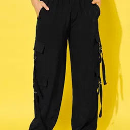 BUY NEW TREND Women Relaxed High-Rise Easy Wash Cargos Trousers-picture-29