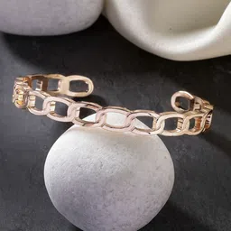 The Roadster Lifestyle Co. Men Rose Gold-Plated Metal Cuff Bracelet-image-64