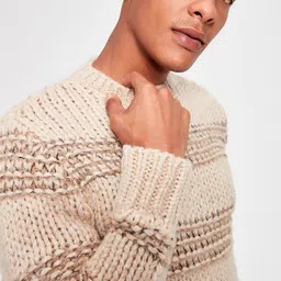 Trendyol Men Round Neck Self Design Sweater image 2