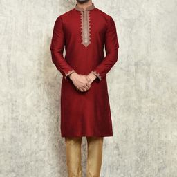 Arihant Rai Sinha Geometric Yoke Design Mandarin Collar Straight Kurta & Churidar-picture-35