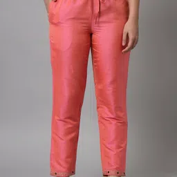 Tulsattva Women Ethnic Motifs Embroidered Regular Mirror Work Dupion Silk Kurta with Trousers & With Dupatta image 3