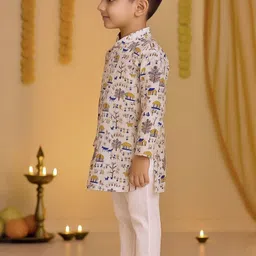 human choice Cotton Printed Kurta & Cotton Blend Pajama Set For Boys image 4