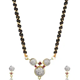 Sitashi Brass-Plated Brass American Diamond Necklace & Earrings-picture-24