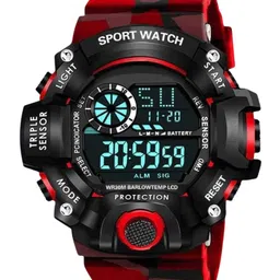 Hala Men Aluminium Dial & Textured Straps Digital Watch g90 red image 2