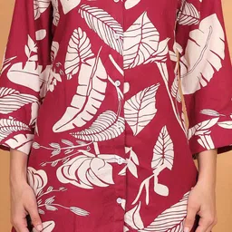 Fihana Printed Shirt Collar Top With Trousers image 3