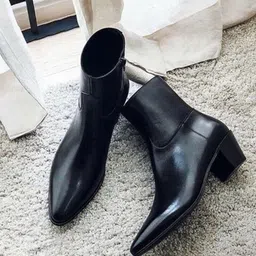 MILLE DOLLARI Men Pointed Toe High Ankle Regular Boots image 5