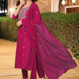 Moda Rapido Women Viscose Rayon Embroidered Kurta Sets With Dupatta image 4