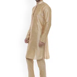 VEERA PARIDHAAN Men Regular Raw Silk Kurta with Trousers image 4