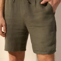 Trendyol Men Regular Fit Mid-Rise Linen Regular Shorts image 4