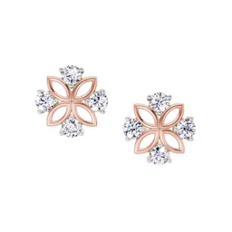 Sparkles Lab Grown Diamond 0.84 Carat Floral Stud Earrings 14K Rose Gold-picture-23