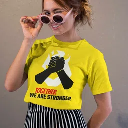 Moda Rapido Women Typography Printed Bio Finish Applique T-shirt image 3