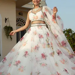 DIVASTRI Printed Semi-Stitched Lehenga & Unstitched Blouse With Dupatta image 5