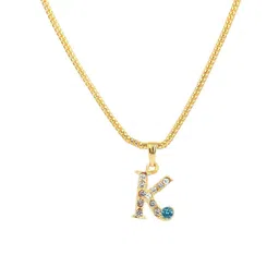 Accessoo Unisex Stainless Steel Crystals Studded K Shaped Pendant With Chain image 3