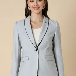 Allen Solly Woman Self-Design Shawl Collar Single-Breasted Formal Blazer-picture-35