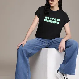 The Roadster Life Co. Typography Printed Drop-Shoulder Sleeves Boxy T-shirt image 5