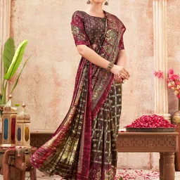 K 5 Fashion Floral Printed Pure Georgette Saree With Unstitched Blouse Piece-picture-48