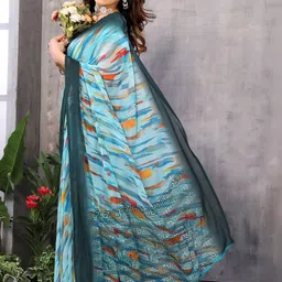 MAHALASA Floral Printed Pure Georgette Saree image 5