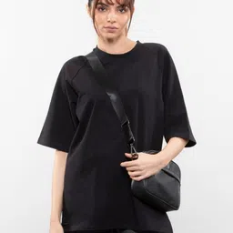 URBANICE Round Neck Drop-Shoulder Sleeves Cotton Oversized T-shirt image 1