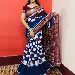 ARTFUL THREADS Pure Cotton Sambalpuri Saree-image-69