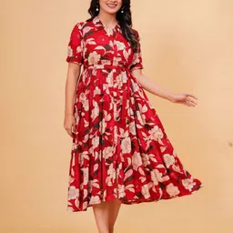 TANISHA Women Floral Printed Fit & Flare Midi Dress-picture-49
