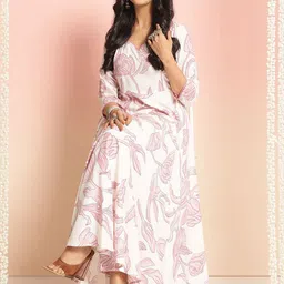 GoSriKi Floral Printed V-Neck Anarkali Kurta With Trousers image 5