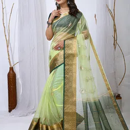 Mitera Embroidered Sequinned Organza Kanjeevaram Saree image 3