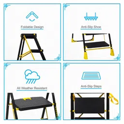 TNT THE NEXT TREND Yellow & Black Textured 4-Step Foldable Step Ladder image 2