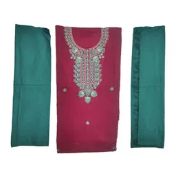 Vrinde Floral Embroidered Pashmina Unstitched Dress Material-image-36