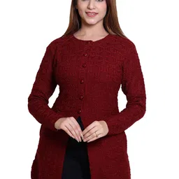 Varenyam Women Self Design Longline Cardigan-picture-30