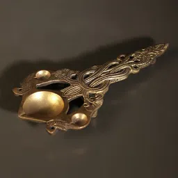 Exotic India Gold-Toned Brass Aarti Diya With Handle image 3