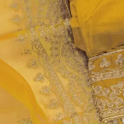 ASISA Floral Embroidered Thread Work Chanderi Silk Unstitched Dress Material image 4